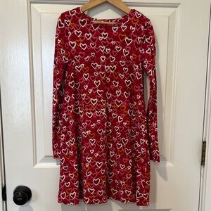 Lands' End Kids Valentine’s Dress - Red and White Heart Design